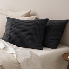 PHF Ultra Soft Waffle Weave Pillow Shams Standard Size No Insert 2 Pack 20x26 Bl