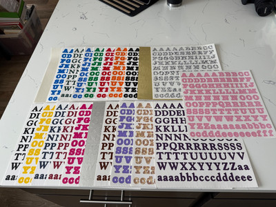 Creative Memories ABC/123 12x12'' Sticker Sheets ~ Misc Colors ~ 3/4''  You Choose