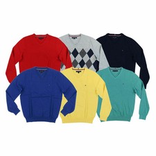 Tommy Hilfiger Men's Sweater Pullover V-Neck Knit Jacket Flag Logo Outerwear New