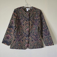 COLDWATER CREEK Paisley Print Women's Jacket Blazer Size 10 EmbellishedFormal