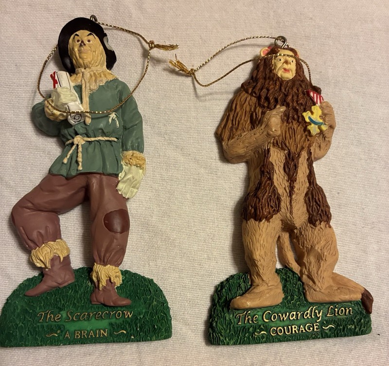 2 Vintage Kurt S Adler The Wizard Of Oz Ornaments 1999  Scarecrow And Lion