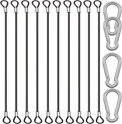 10 Stück 40cm Edelstahl Kabelbinder mit 4 Federkarabiner, Stahldrahtseil mit Sch