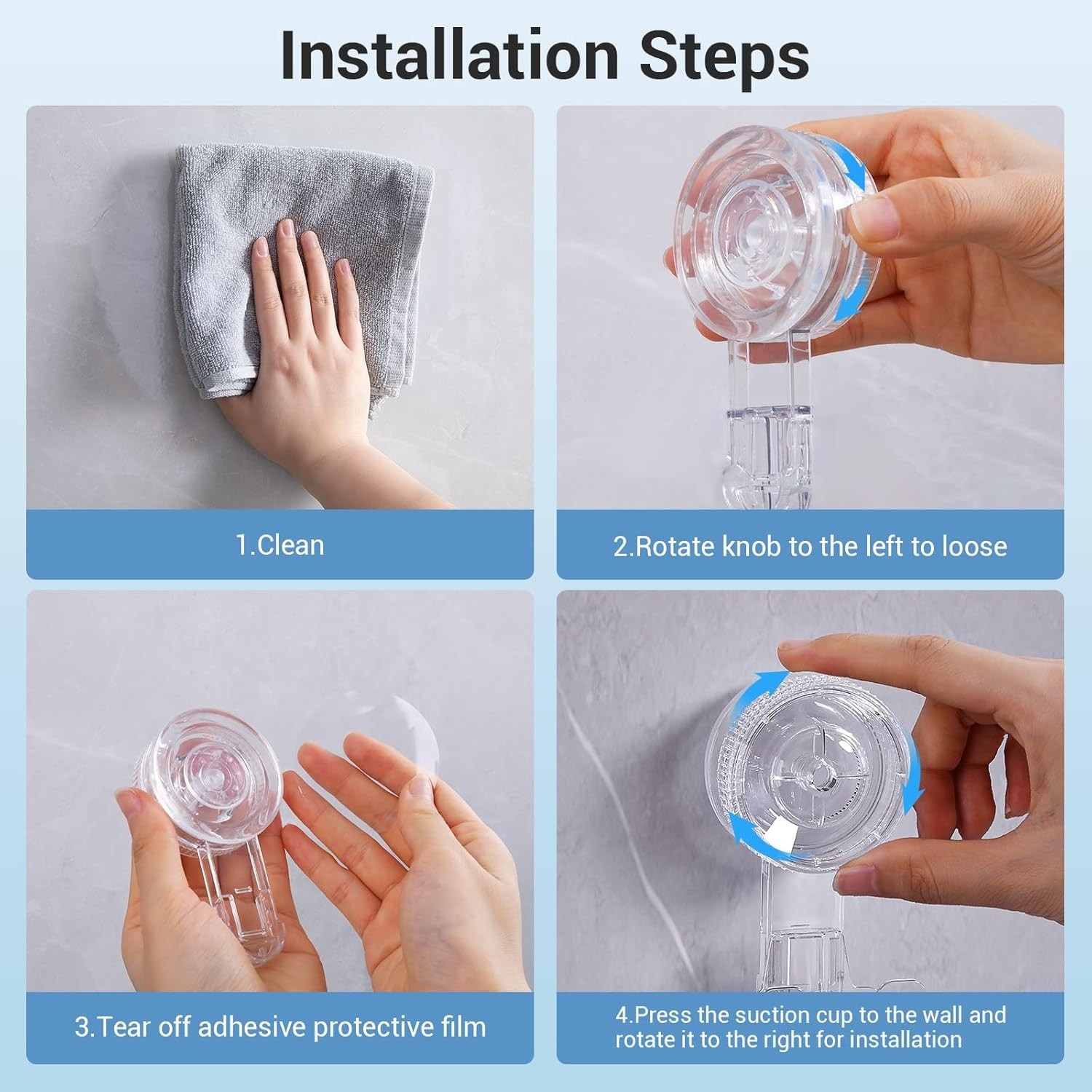 Removable Suction Hooks - 2 Pack Razor Hooks, 11 lbs Capacity, Stylish & Strong