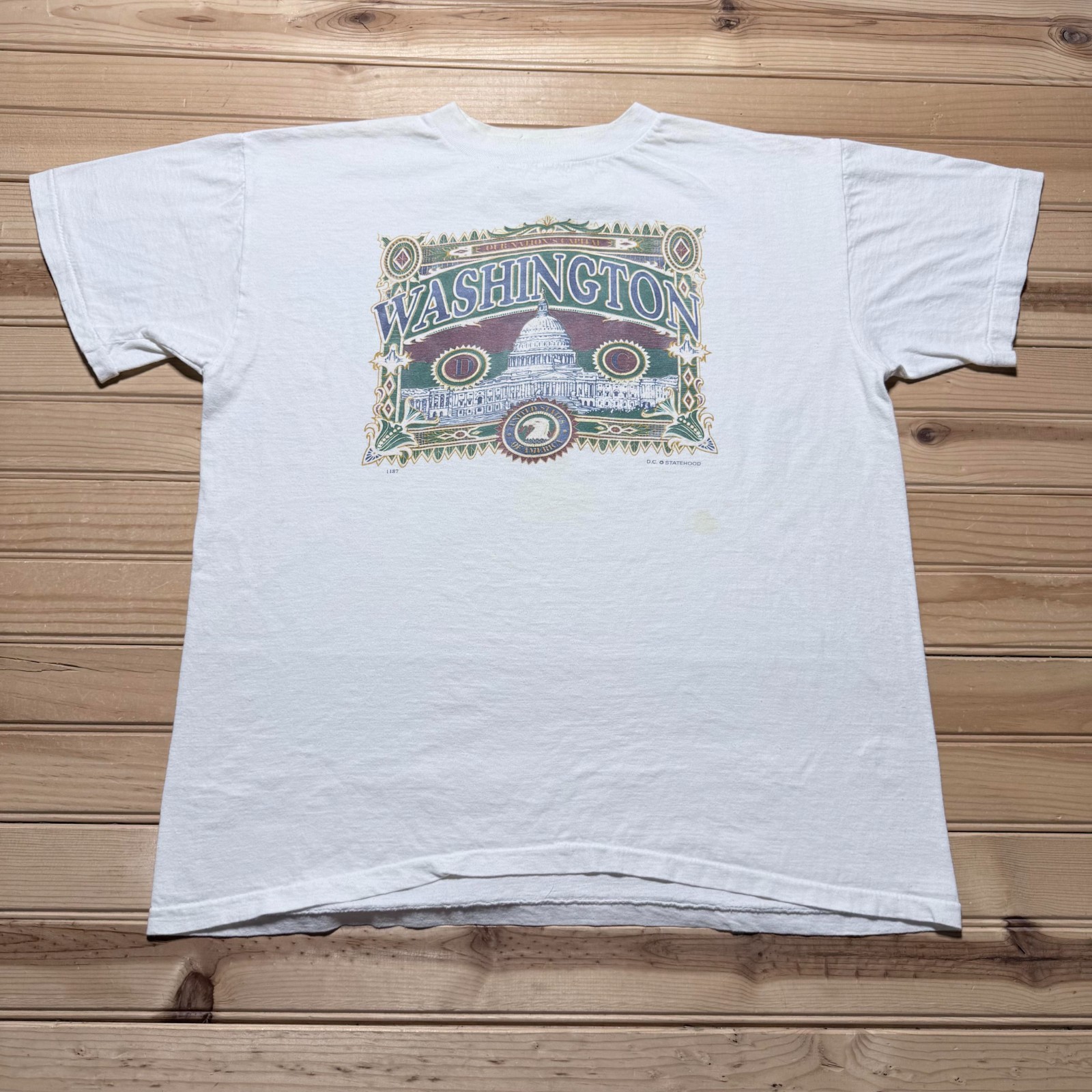 Vintage 90s Washington DC Statehood Capitol Building Souvenir T-Shirt - Large