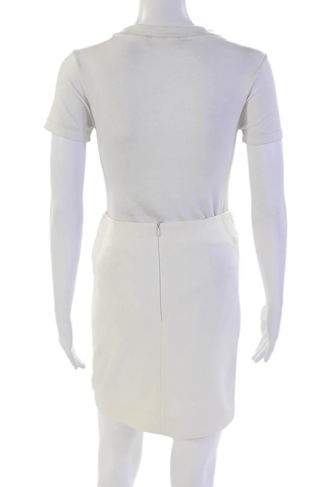Akris Punto Womens Cotton Zippered Lined Pencil Mini Skirt Bone Size 2 - Image 3 of 4