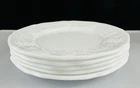 Vintage Milk Glass Grape Pattern Salad Plates 8" Scalloped Edge Set of 5