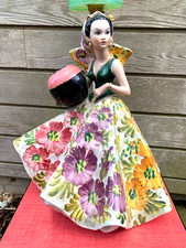 Large vintage 50s 60s lamp Girardi Italian girl woman boudoir