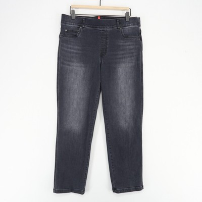 Spanx Ankle Straight Jeans Womens XL Washed Black Stretch Denim Pull On