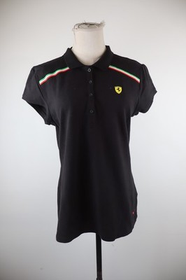 PUMA Ferrari Damen Polo Shirt 46 Regular Baumwolle Kurzarm Schwarz