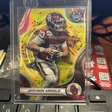 2024 BOWMAN'S BEST U JACKSON ARNOLD /75 YELLOW REFRACTR ROOKIE OKLAHOMA SP