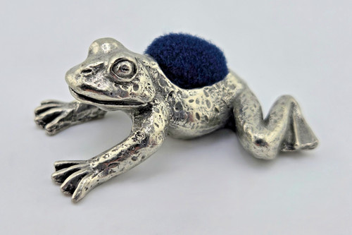Pewter Pin Cushion FROG Sewing Vintage