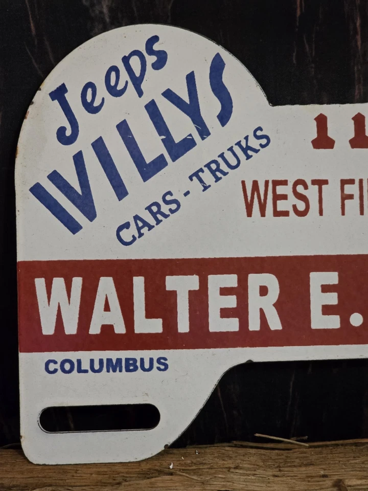 老式 JEEP WILLY'S 许可证板,WALTER E SCHOTT CO,OHIO 12 英寸 X 7 — 第 3/4 张图片