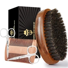 Sosoon Beard Brush for Men, 100 Pure Boar Bristle Beard Brush, Beard Grooming...