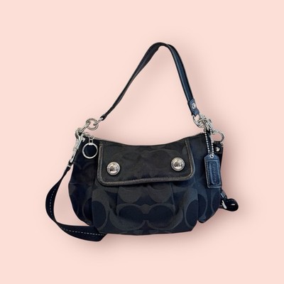 COACH Y2K Vintage Poppy Black Signature Canvas Shoulder Bag