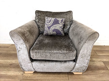 ARMCHAIR Silver Grey Velvet Removable Cushions Wooden Feet FREE DELIVERY