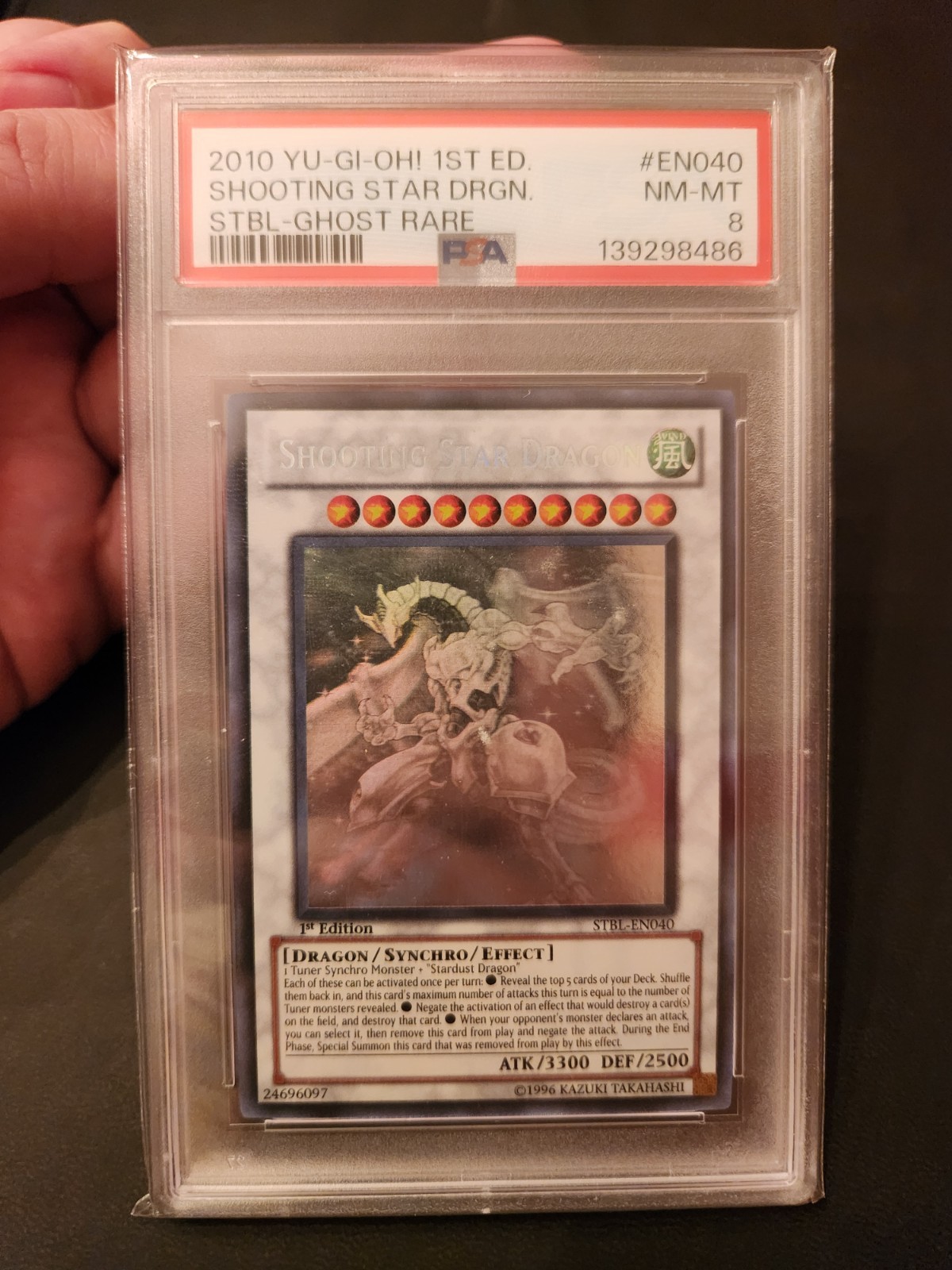 Yugioh Shooting Star Dragon STBL-EN040 Ghost Rare PSA 8 1st Edition view 4