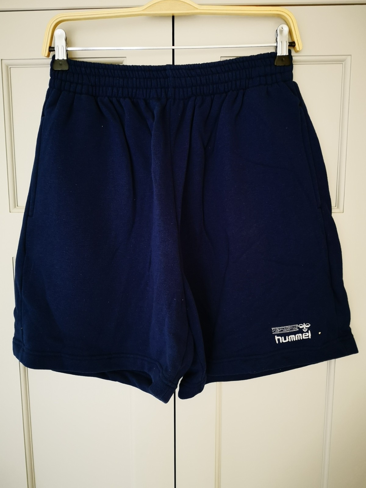 Hummel Cotton Fleece Shorts - Vintage Late1980s Navy - Size L - Unisex