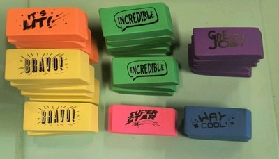 Erasers, 30-Pack Large Block, Colorful (Out of box, still NEW)