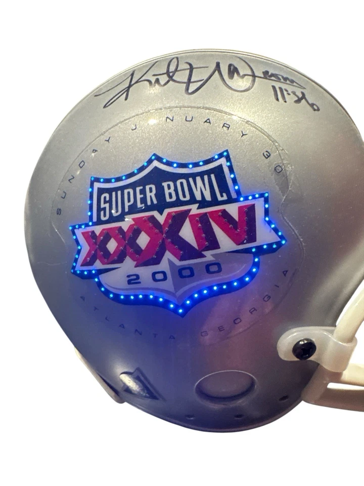 Kurt Warner Signed Super Bowl XXXIV Mini Helmet MVP Autograph St. Louis Rams NFL - Image 3 of 4