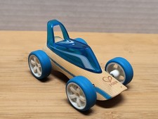 Hape Bamboo Blue Roadster 3" Racing Car W/ Rubber Tires