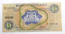 Circulated 1 Pound, Bank of Scotland, 17th July 1968, A/2 0369139 Bank Note