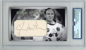 Edgar Mitchell Signed Cut Custom Apollo 14 Moonwalker Card PSA DNA Slabbed AUTO