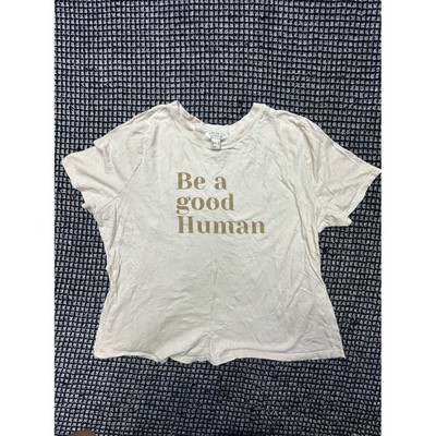 Forever 21 Graphic Tee Womens 0X Cream Be a good Human Short Sleeve