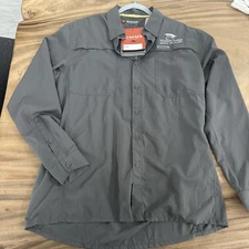 Simms Fishing Ebb Tide LS Alaska UPF50 Travel Fishing Charcoal Shirt Size Large