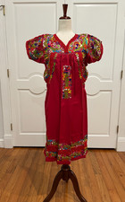 San Antonino Mini Dress, Oaxaca Mexican dress. hand Embroidered and crochet.
