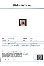 Hamburg Mi. 11 1 Schilling 1864 braun gestempelt Jakubek BPP Befund Borek Pracht