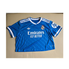 Women’s Adidas Real Madrid 25/26 Cropped Third Soccer Jersey Blue Size XL JP4175