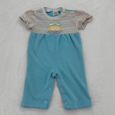 Vintage 80's Health-tex Romper Baby Girl Size 12 Months Nautical Sailor Stripes