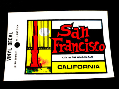 San Francisco, California Vintage Travel Souvenir Decal / Window Sticker 