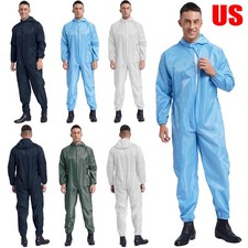 US Men's Work Wear Workshop Overall Zipper Hooded Jumpsuit Dustproof Coveralls