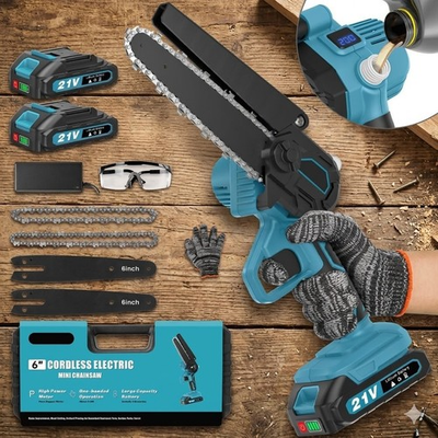 #ad Mini Cordless Chainsaw 6quot; with 2 Batteries Handheld Small Electric Saw for Trim $54.99