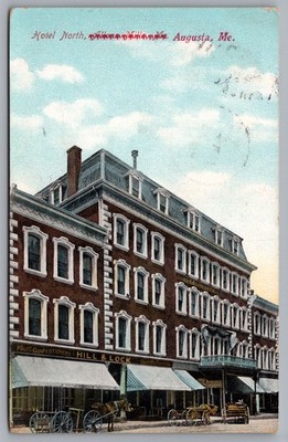 Hotel North Augusta ME Street Scene 1910 Vintage Postcard TS-209