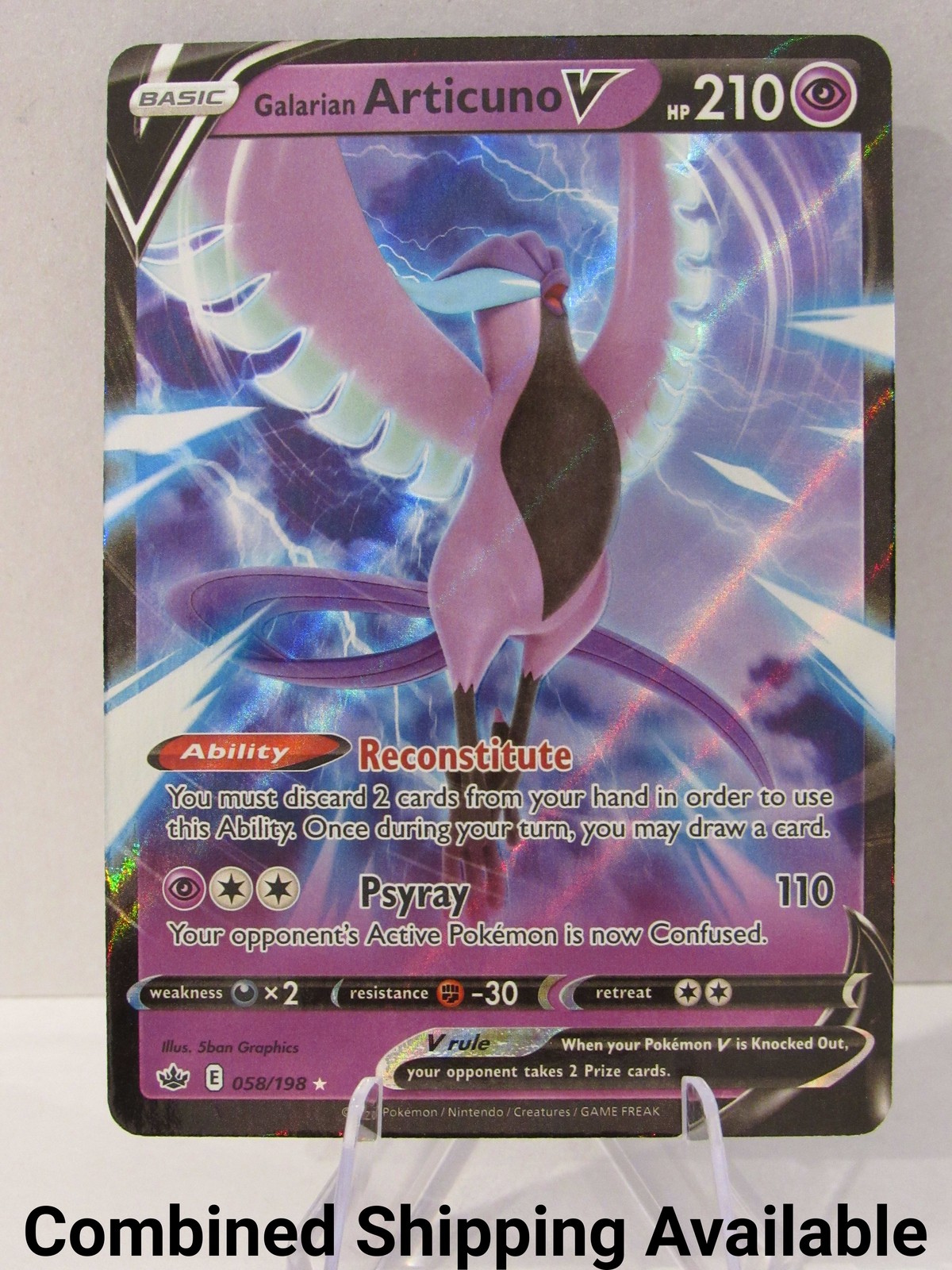 Galarian Articuno V 058/198 SWSH06: Chilling Reign NM Full Art English 14665