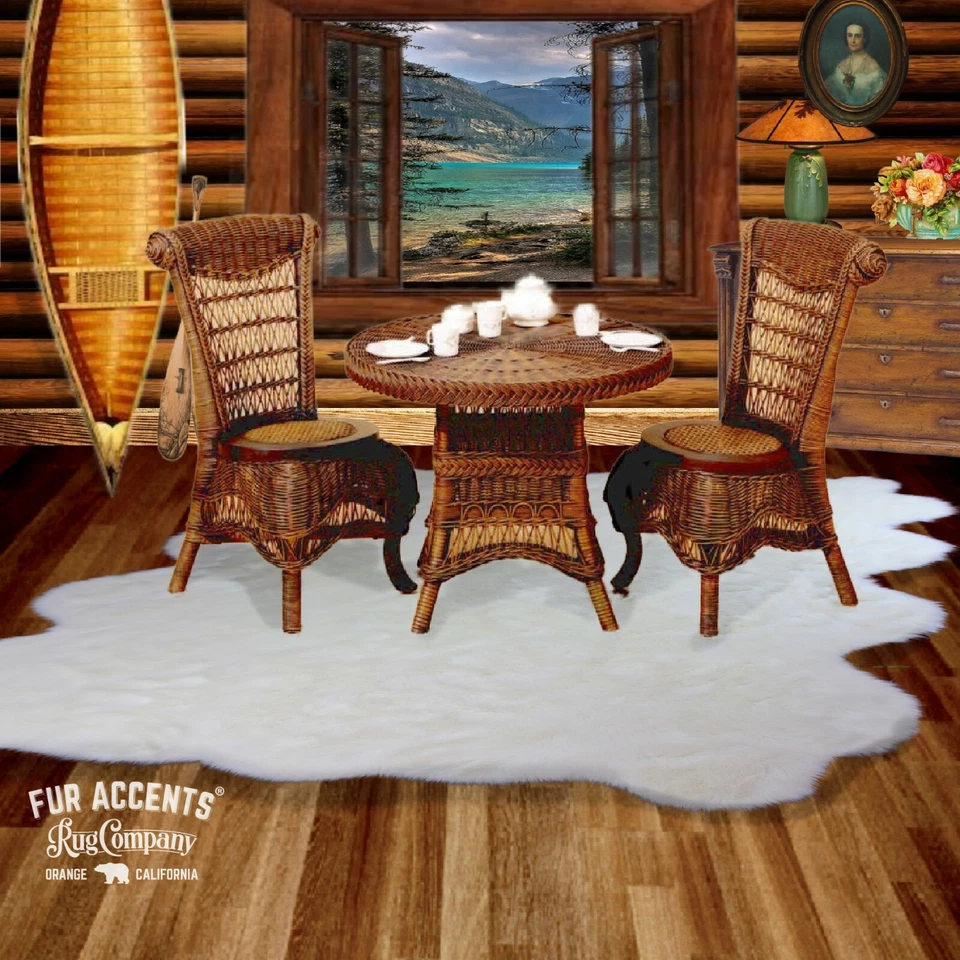 White Random Sheepskin Faux Fur Area Rug Shag Pelt Hide Throw Carpet FUR ACCENTS - Image 2 of 4