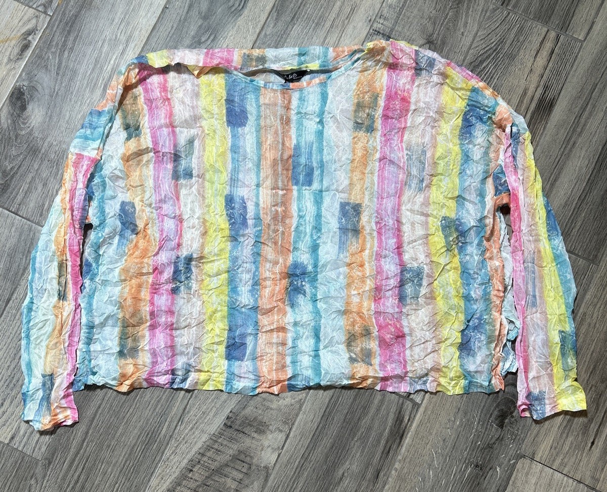 Charlie B Sheer Top Multicolor Stripe Sz xL | eBay