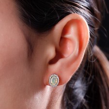 Ethiopian Opal Studs, 925 Sterling Silver Stud , Halo Stud Earrings , Gold Studs