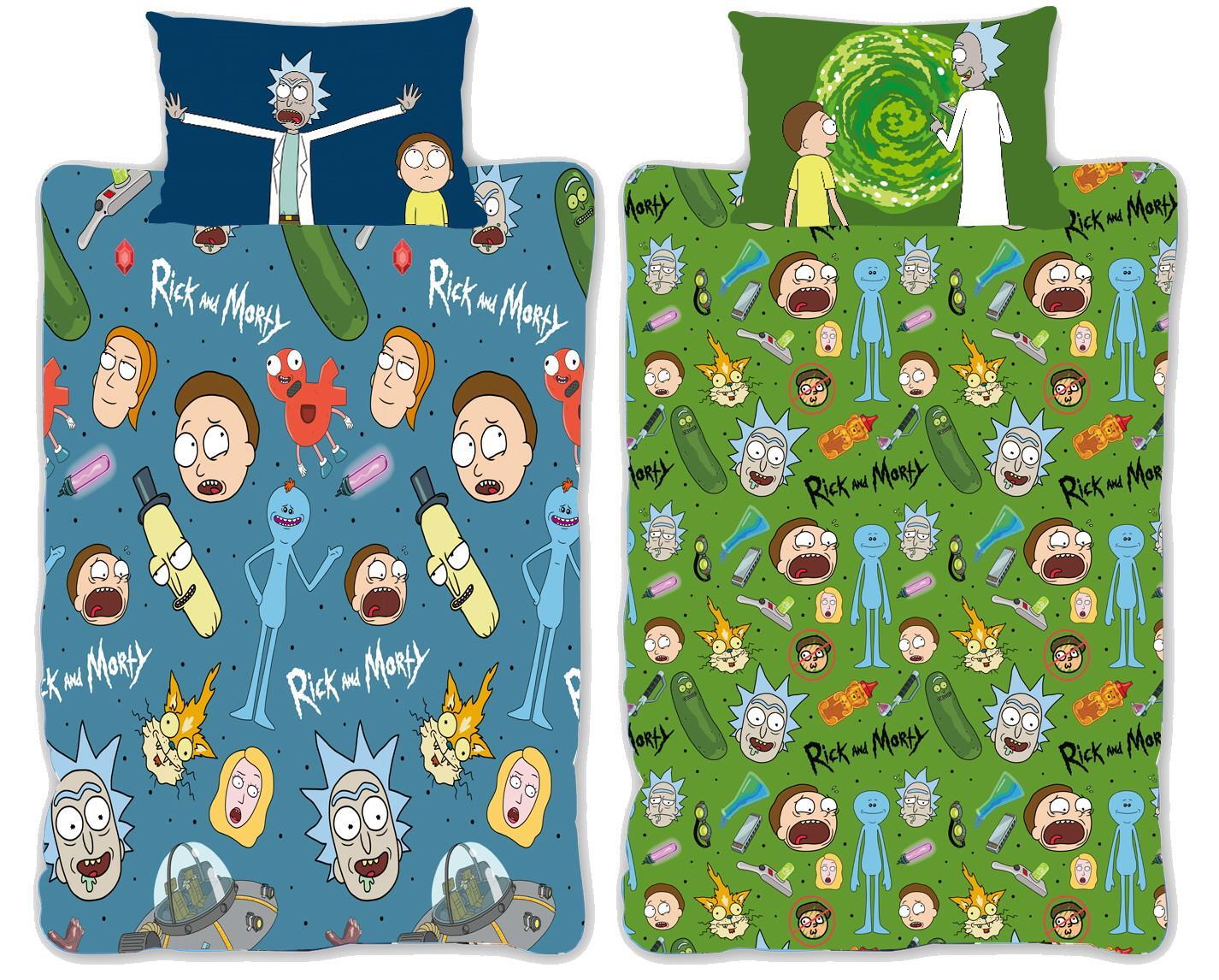 Rick and Morty Portals Pickle Design Reversible 2in1 Single Duvet Bed Set
