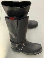 MEN'S BLACK KNIGHT #GC501-1 BLACK LEATHER MOTORCYCLE BIKER BOOTS SIZE 7 1/2