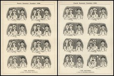VINTAGE 1920 Cartoon - AT THE MOVIES, A STUDY IN FACIAL EXPRESSIONS - HUMOROUS