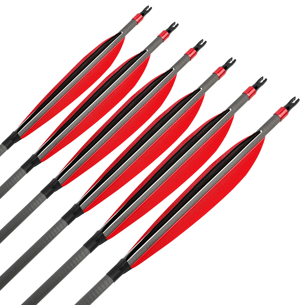 Matériel Chasse Cible 6 Flèches Carbone SP400 30 Pouces Avec 4 Plumes - Pour Arc Composé, Recourbé Ou Longbow, Couleur Verte Ligne Arrow TRACER 700