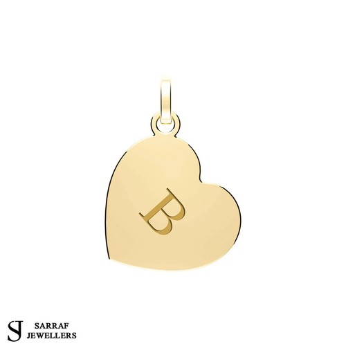 Colgante de letras iniciales de corazón, colgante de oro liso de 9 quilates para collar, dije inicial - Imagen 6 de 12