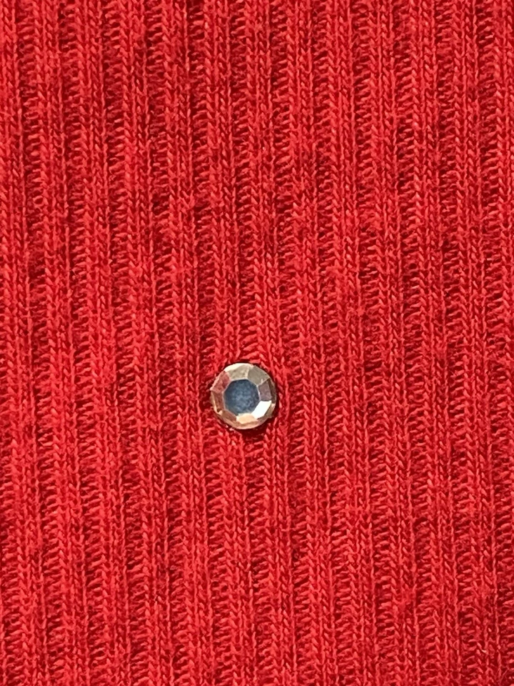 Camiseta Pullover Top Rojo con Cristales Manga Corta Algodón Trabajo Talla 1X Basic Editions Foto 4 de 4