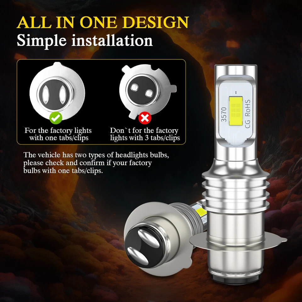 Bombilla de faro LED para Suzuki King Quad LTF4WDX LTF300F LTA700X100W H6M P15D  Foto 4 de 4