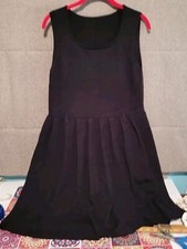 Cider XL Mini Pleated 90"s Style Dress Black Sleeveless Skater School Girl Dress
