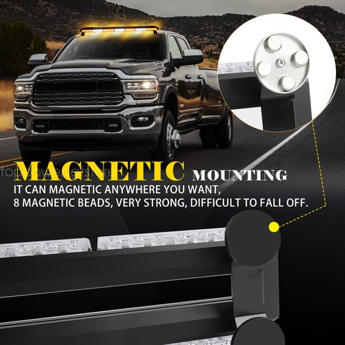LED Emergency Warning Strobe Light Car Roof Amber & White Bar Flashing Beacon - Picture 70 of 73