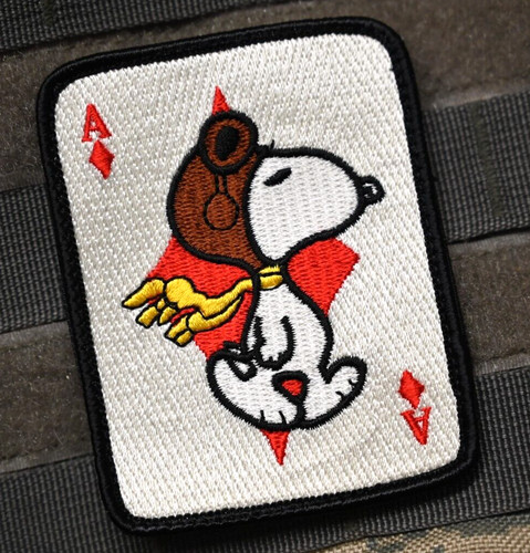 USAFE F-16 555th FS FIGHTER SQN vêlkrö SNOOPY PATCH: FLYING ACE CARD PATCH